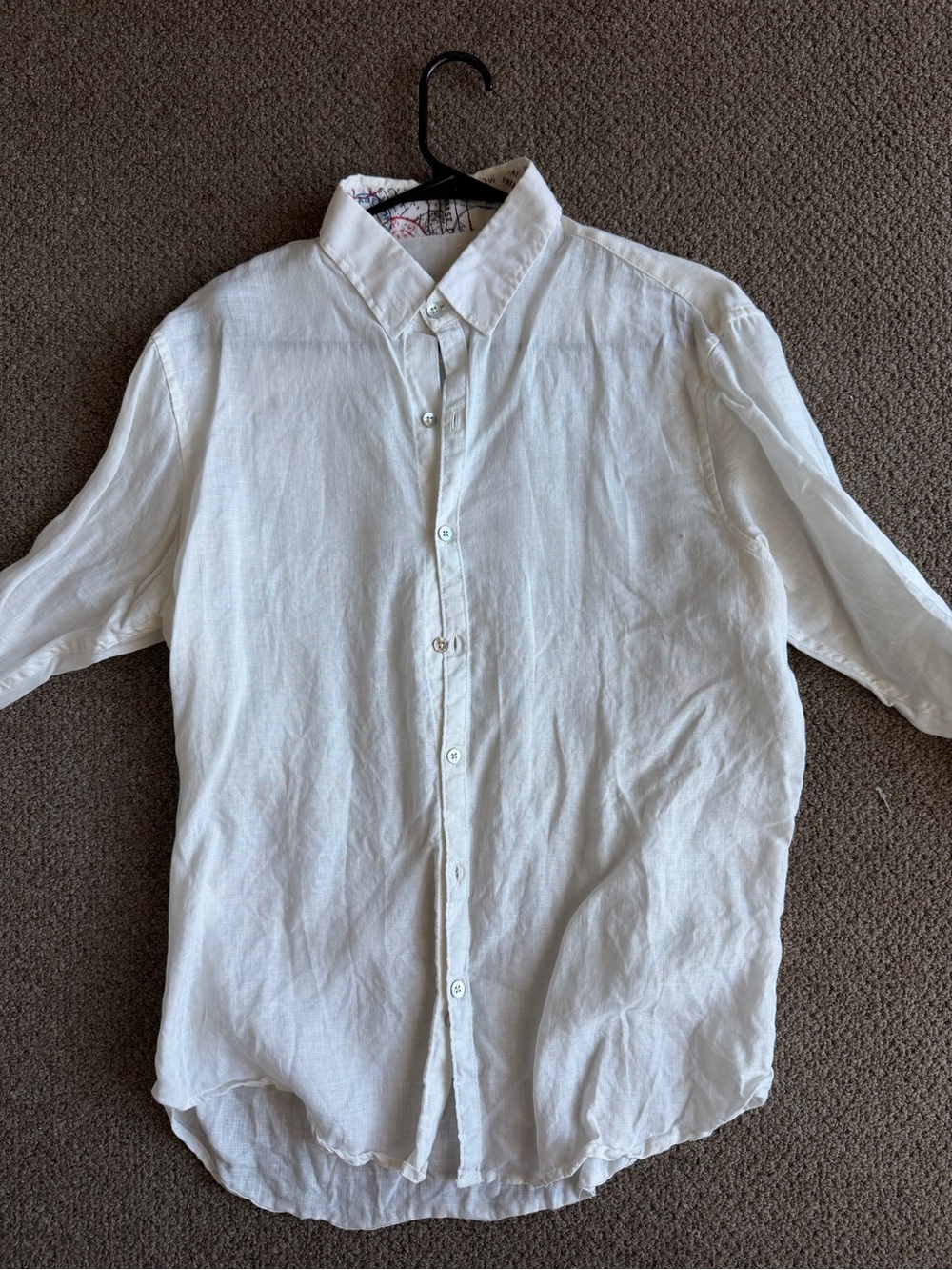 Portomar White Linen Button-Up Shirt